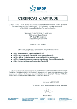 CERTIFICAT ERDF
